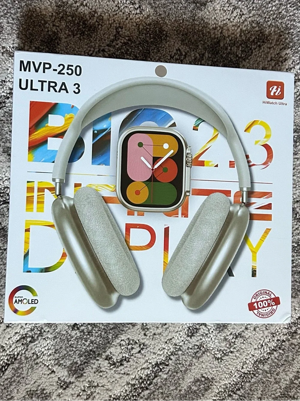 MVP-250 Ultra 3 Silver Smartwatch and Headphones